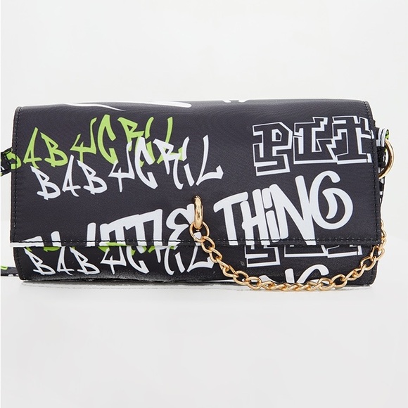 New Black Gothic Multi Font Shoulder Bag - Picture 2 of 5